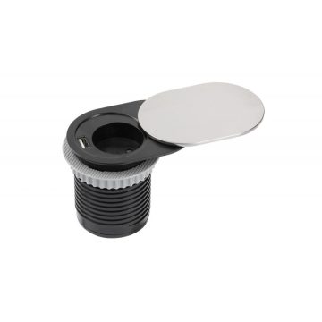 GTV Slide kihúzható konnektor 1-es + 1USB schuko inox