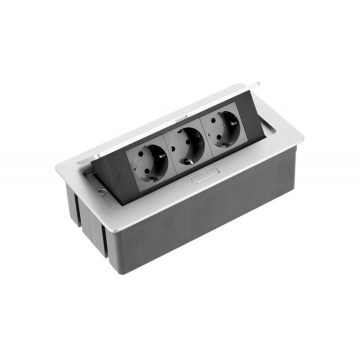 Elosztó felnyíló+káb. SOFT 3-as schuko ezüst