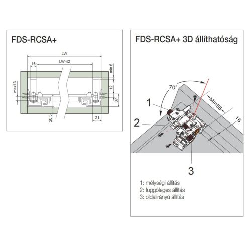 FDS-RCSA+ Rejtett fiókcsúszó rendszer 500 mm