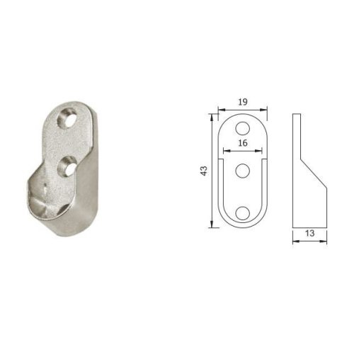 Vállfatartó rúd tartó, ovális rúdhoz