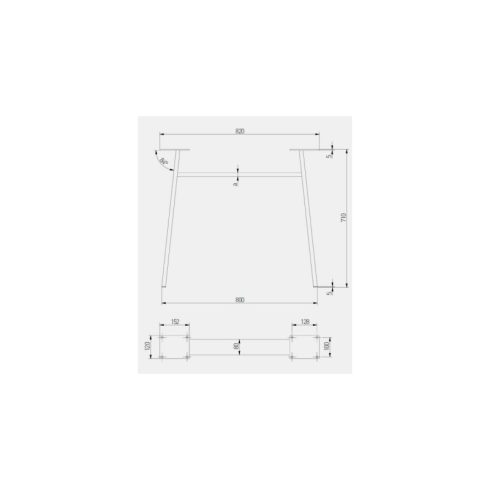 GTV Design asztalláb 710x820, fekete, trapéz