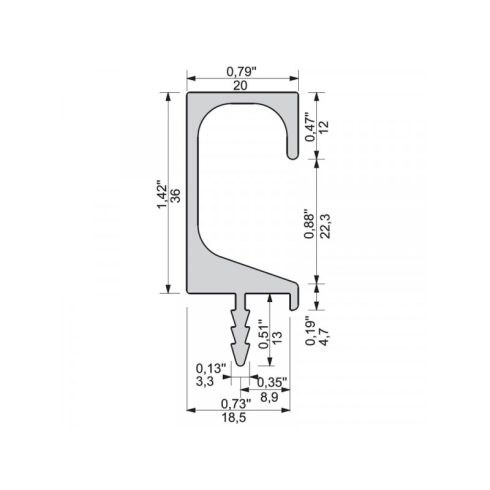 ZOBAL Fogóprofil UKW-7 C-35 3,5fm -aluminium
