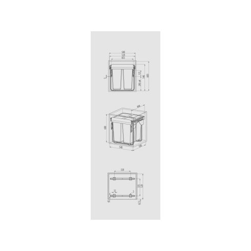 GTV szemetes, 600-as korpusz, előlaprögzítős, 2x34l