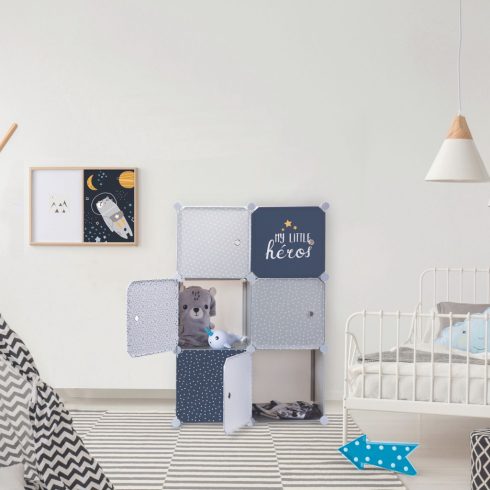 Home Deco moduláris gyerekszekrény, 6 ajtós, kék